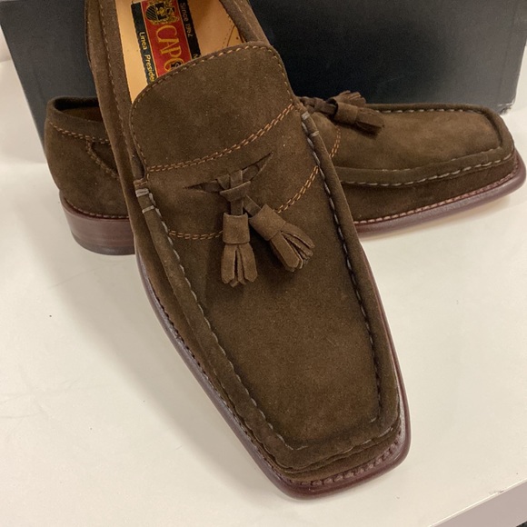 Caporicci calf, leather suede, vintage loafers never been worn, still in box.